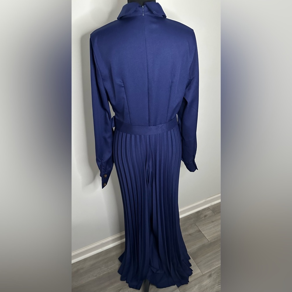 SHEIN Elegant Navy Blue Pleated Jumpsuit - Size XL (12) New w/o T - Picture 8 of 11